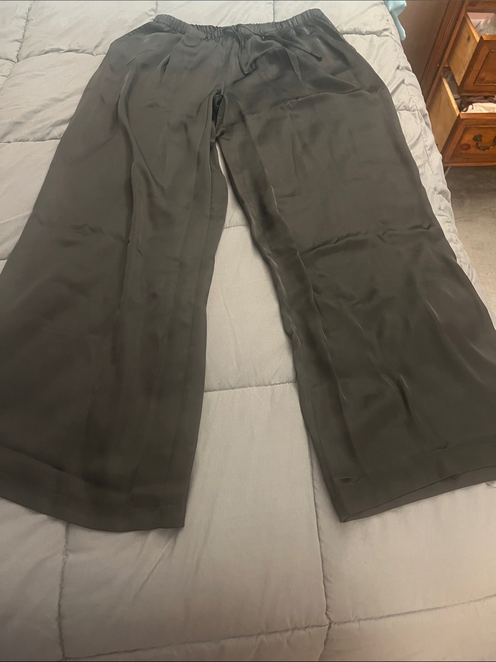 Victoria's Secret Black Wide-Leg Satin Pants